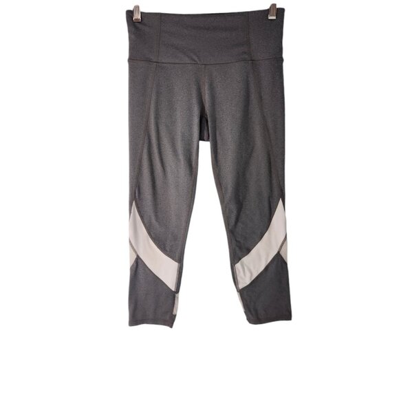 Athleta Leggings Colorblock Mesh Salutation‎ Capri Crop Small High Rise Gray EUC - Picture 1 of 13